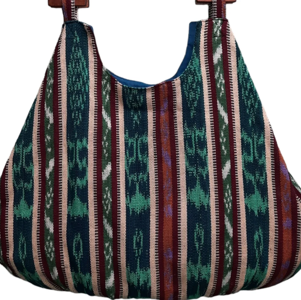 Vintage Mayatex Hand-Loomed Wood Handle Tote